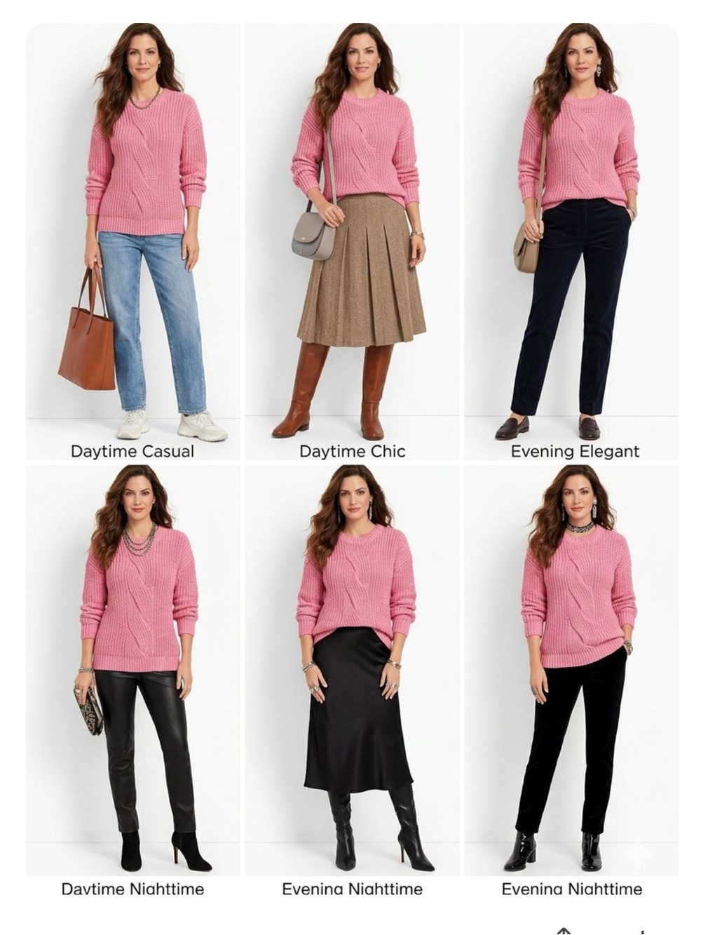 Talbots Pink Cable-Knit Crewneck Sweater Thick Mid-Weight Sweater